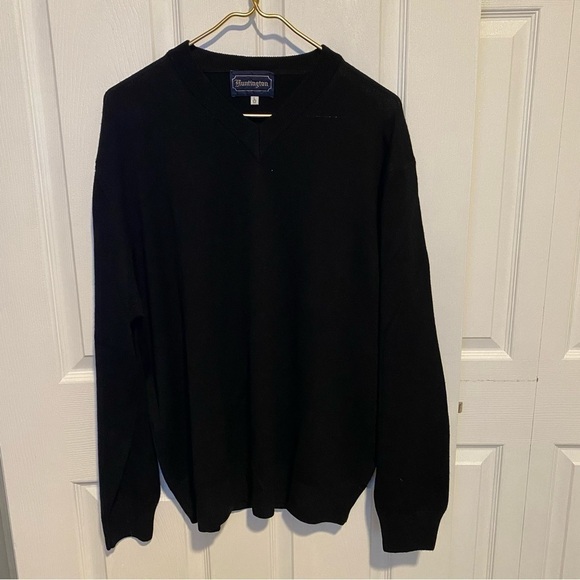 Huntington v neck black sweater made in Italy 100% Merino Wool Large size: 52 - Picture 11 of 11